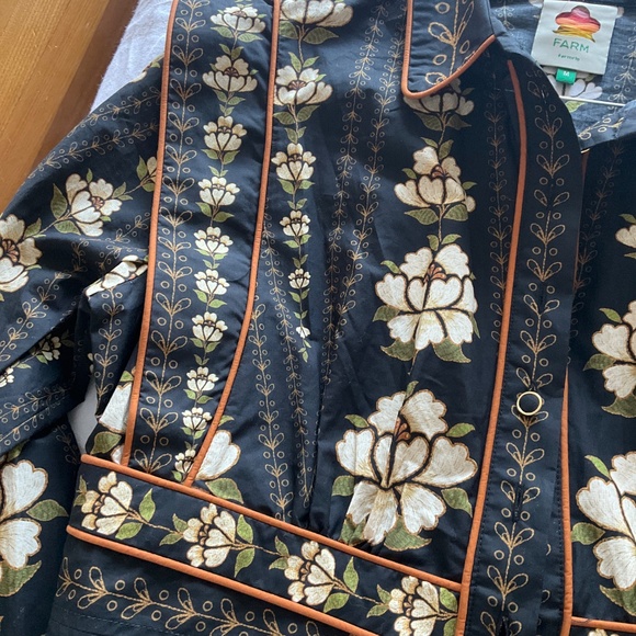 FARM RIO Black Embroidered Flowers Topstitching Long Sleeve Mini Dress - Picture 3 of 6